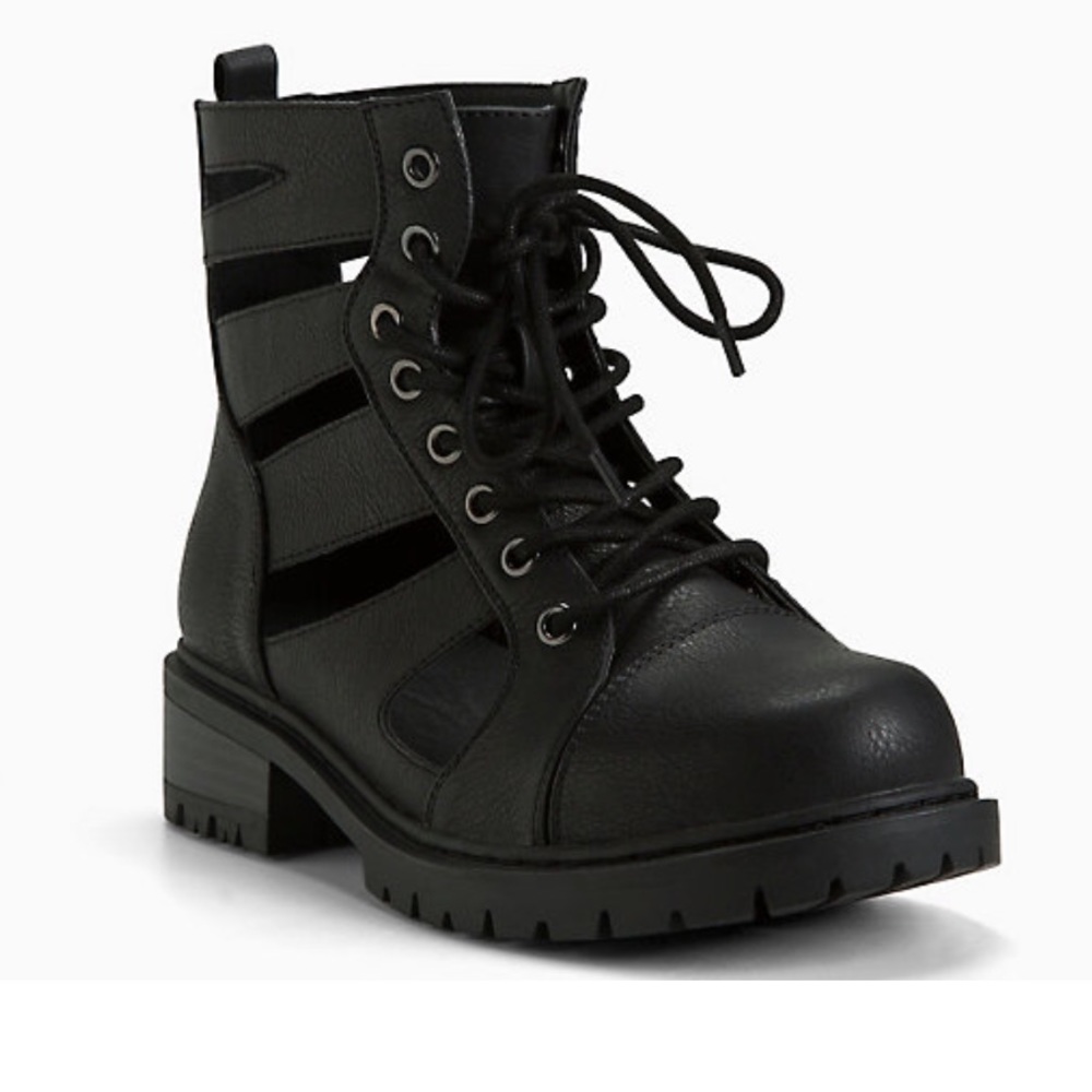 Torrid Cut Out Combat Boots 10 Wide